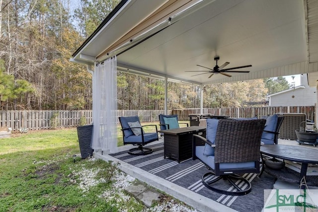 view of patio with ceiling fan