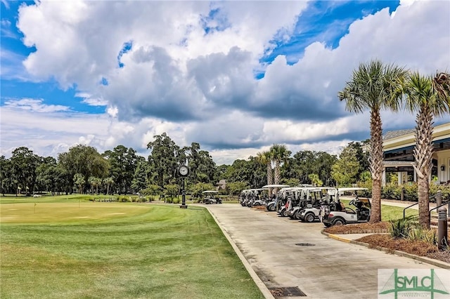 view of community featuring a lawn