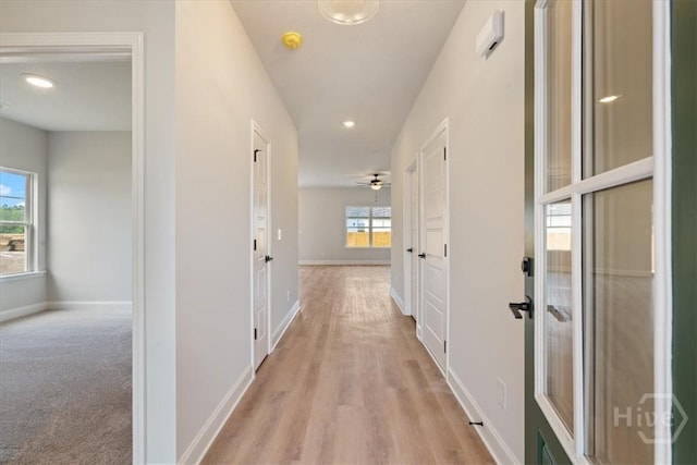 330 Crosswinds Dr, Rincon, GA 31326 - hall featuring baseboards, light wood-style floors, and recessed lighting