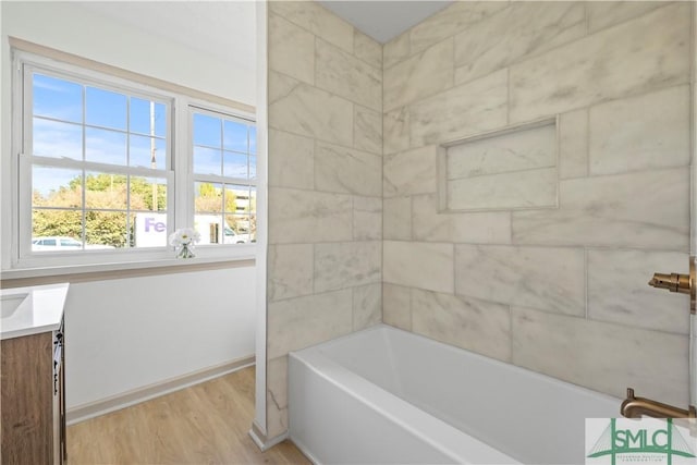 bathroom featuring wood finished floors and vanity