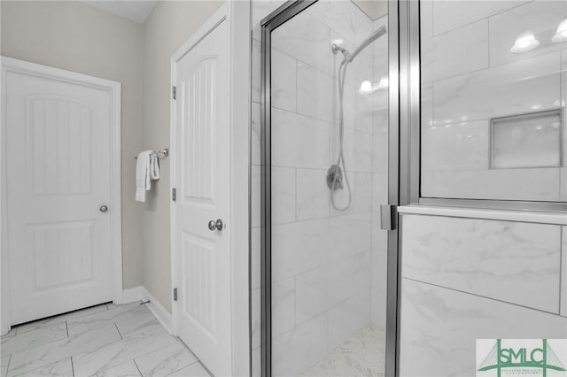 bathroom featuring walk in shower