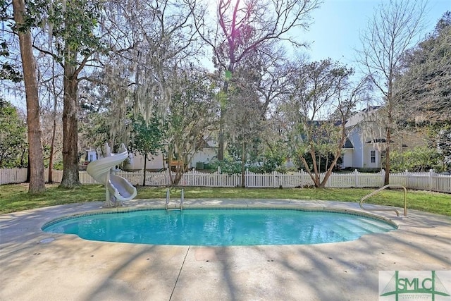 216 Olde Towne Rd, Savannah, GA 31410 - view of swimming pool featuring a water slide and a patio area