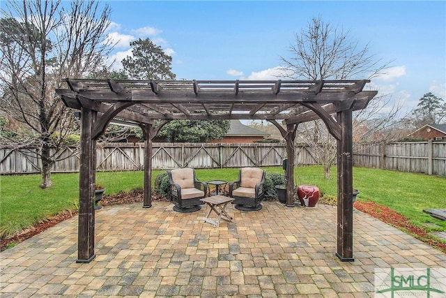 view of patio / terrace featuring a pergola