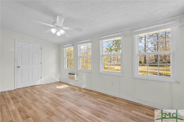 interior space featuring light hardwood / wood-style floors, a textured ceiling, and a healthy amount of sunlight