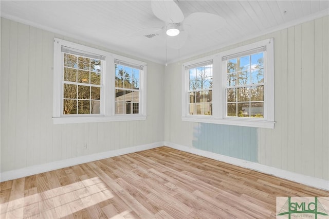 interior space featuring light wood-type flooring and ceiling fan