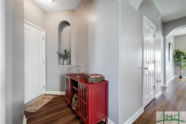 entrance foyer with dark wood-type flooring