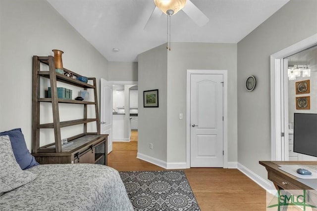 bedroom with wood-type flooring