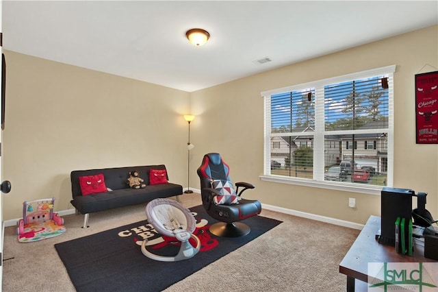 exercise room featuring carpet