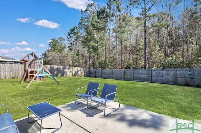 view of patio / terrace featuring a playground