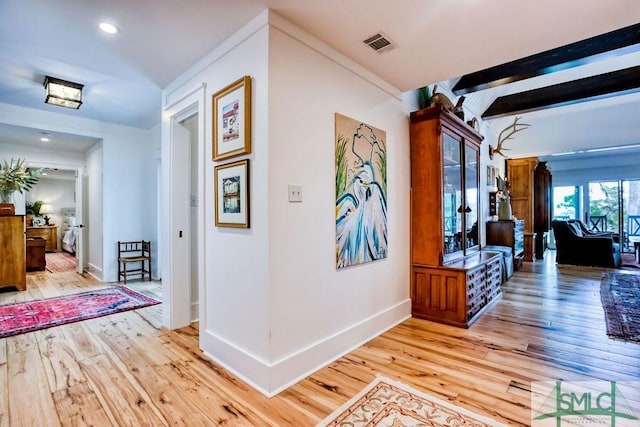 hall featuring light hardwood / wood-style floors