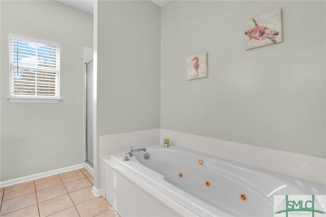 352 Harbour Ln, Richmond Hill, GA 31324 - full bath featuring a whirlpool tub, baseboards, a shower stall, and tile patterned floors
