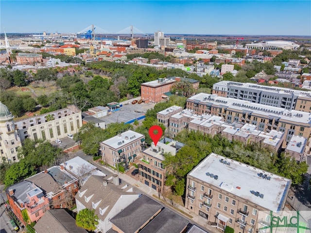 birds eye view of property featuring a city view