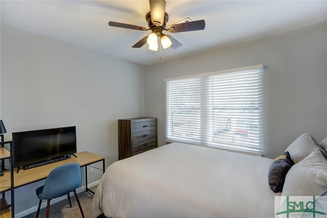 bedroom featuring ceiling fan