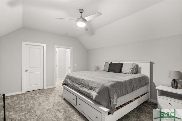 230 Blackjack Oak Dr W, Richmond Hill, GA 31324 - carpeted bedroom with lofted ceiling and a ceiling fan