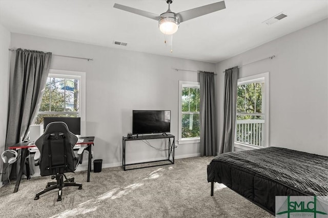 230 Blackjack Oak Dr W, Richmond Hill, GA 31324 - bedroom featuring carpet flooring, a desk, and a ceiling fan