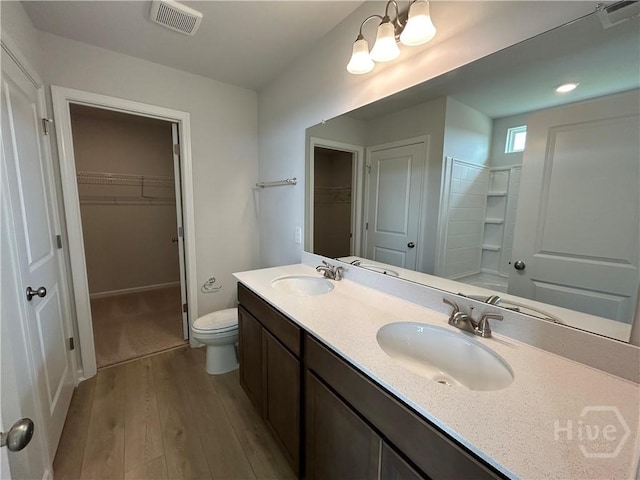 108 Stillhouse Dr, Springfield, GA 31329 - bathroom with wood finished floors, a spacious closet, and double vanity