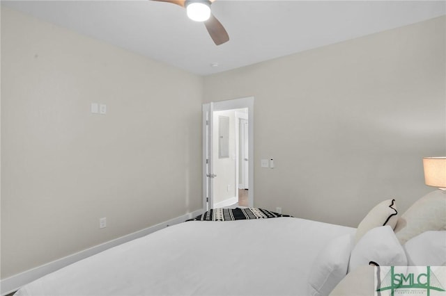 bedroom featuring ceiling fan