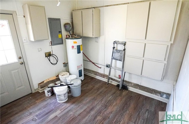 utility room featuring electric water heater and electric panel