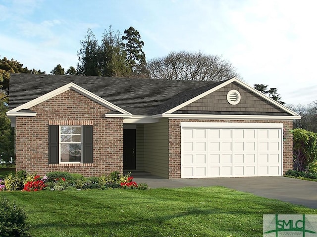 ranch-style home with brick siding and aphalt driveway