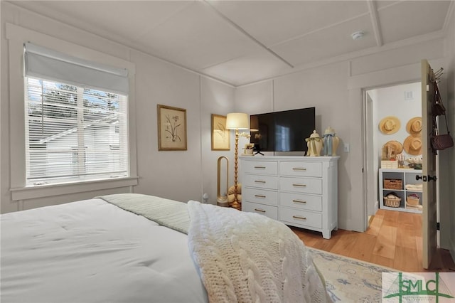 bedroom featuring light wood-type flooring