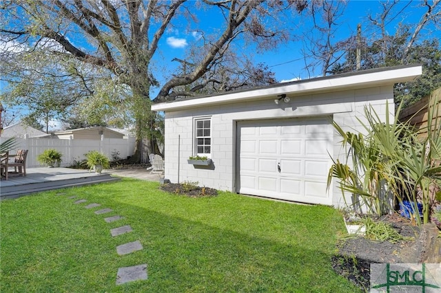 detached garage with fence