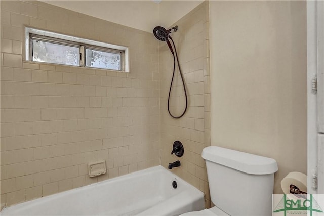 full bathroom with shower / tub combination and toilet