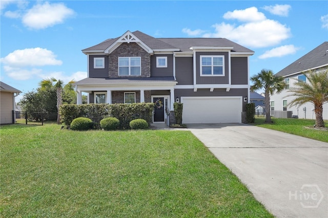 109 Claystone Ct, Savannah, GA 31407 - craftsman house with stone siding, a garage, and driveway