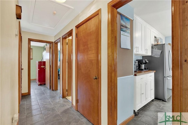 hallway with attic access