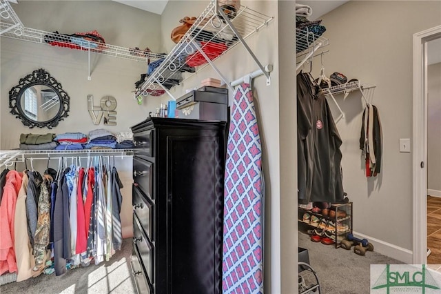 spacious closet featuring carpet floors