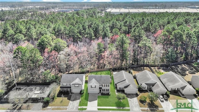 bird's eye view with a residential view and a view of trees