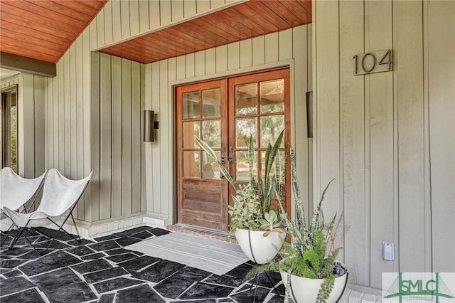 doorway to property with french doors