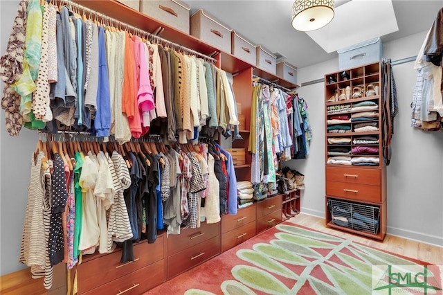 spacious closet with wood finished floors