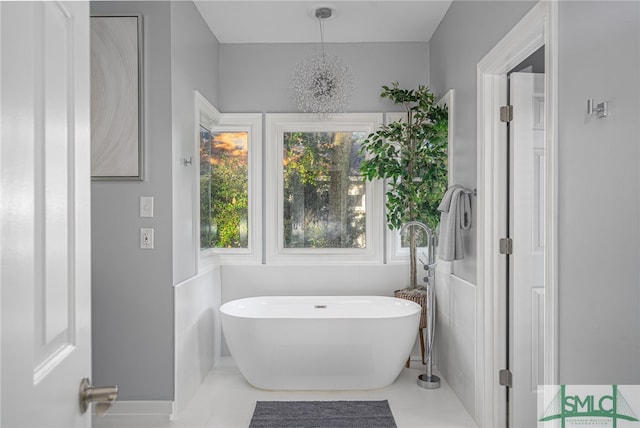 bathroom with a freestanding bath