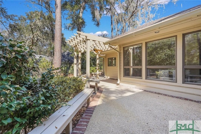 view of patio / terrace featuring a pergola