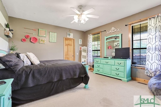 720 Old Dixie Hwy S, Springfield, GA 31329 - bedroom with baseboards, ceiling fan, visible vents, and light colored carpet