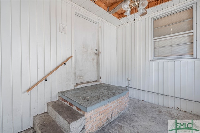 stairs with wooden walls