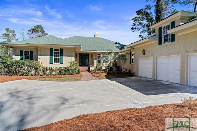 view of front of home with concrete driveway and stucco siding