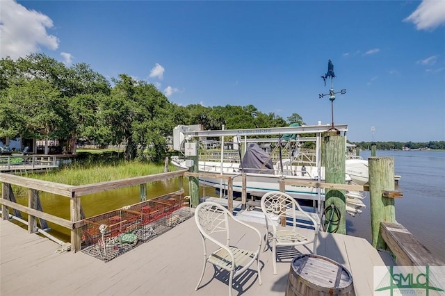 dock area featuring a water view