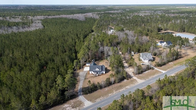 bird's eye view with a view of trees