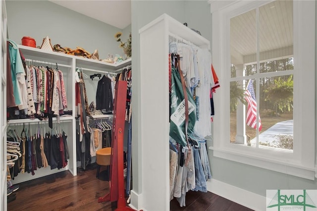 spacious closet with wood finished floors