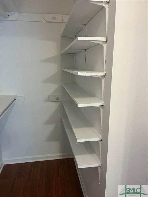 spacious closet with wood finished floors