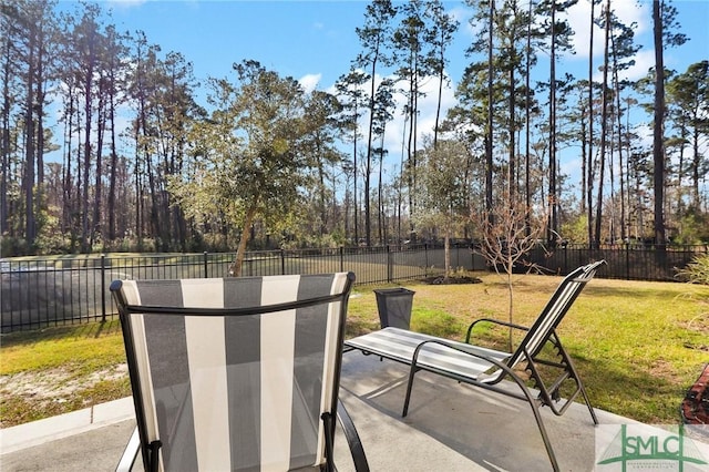 view of patio featuring a fenced backyard