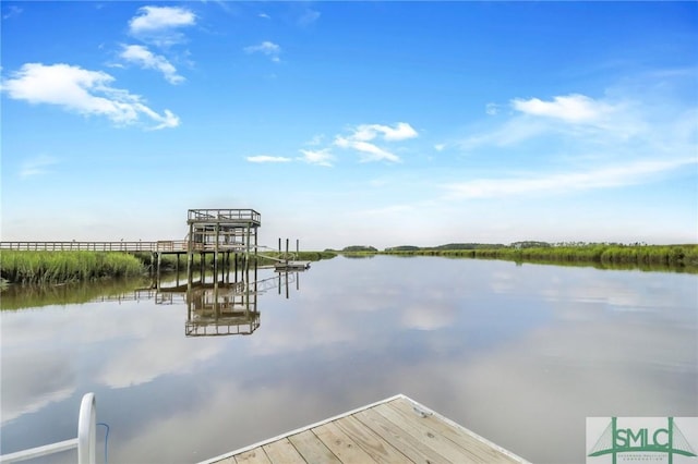 dock area with a water view