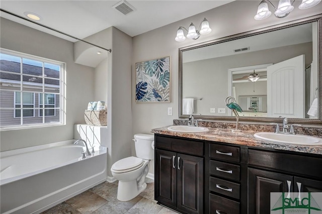 full bath with visible vents, a sink, and toilet