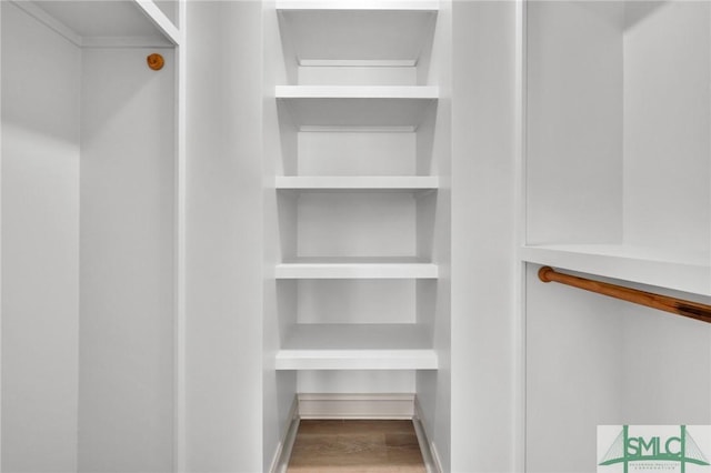 spacious closet with wood finished floors