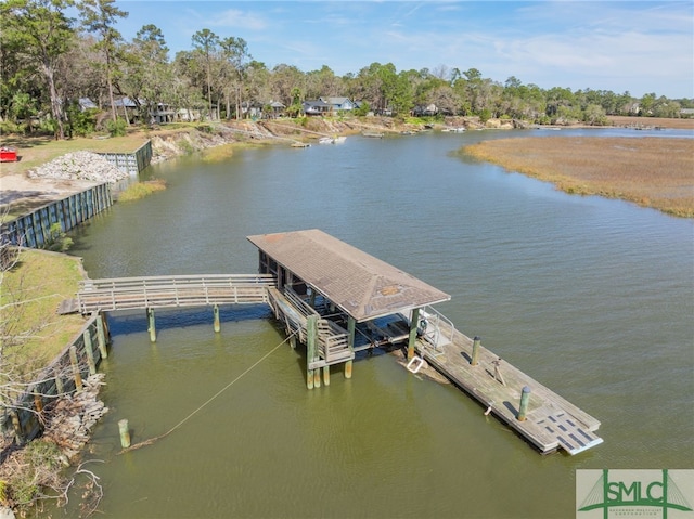 view of dock featuring a water view