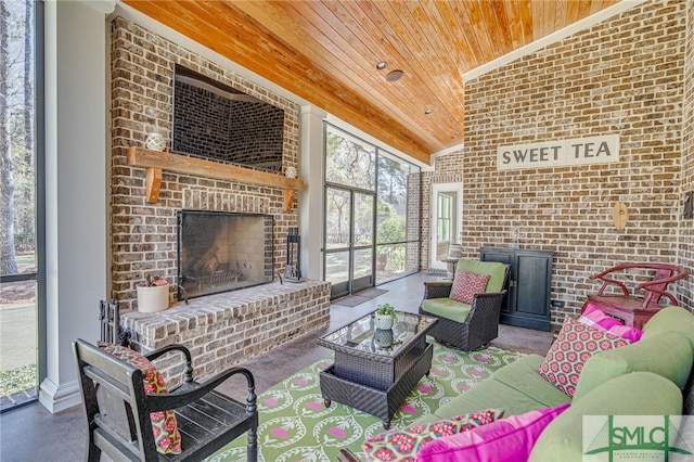 interior space featuring an outdoor living space with a fireplace