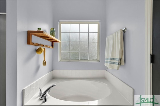 bathroom featuring a garden tub