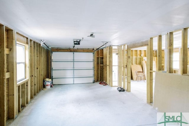 garage with a garage door opener