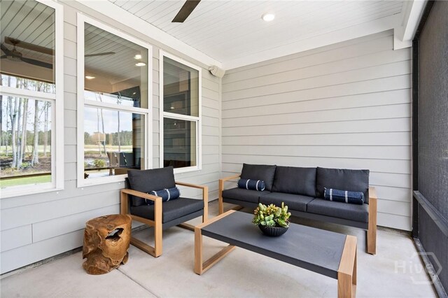 323 Birch Dr, Richmond Hill, GA 31324 - view of patio / terrace featuring a ceiling fan and outdoor lounge area